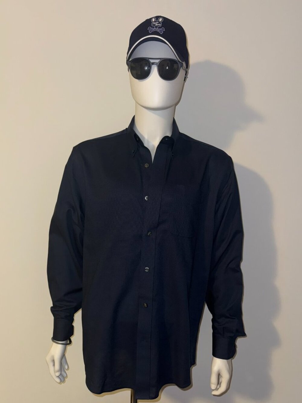 Cutter & Buck Epic Easy Care Nailshead Blue Button Down Dress Shirt Men's Large